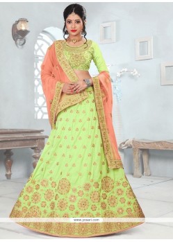 Embroidered Work Green Lehenga Choli