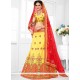 Resham Work Yellow Lehenga Choli