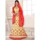 Art Silk Beige And Red Lehenga Choli