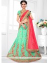 Sea Green Embroidered Work Art Silk Lehenga Choli