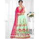 Art Silk Hot Pink And Sea Green Lehenga Choli