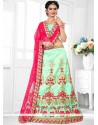 Art Silk Hot Pink And Sea Green Lehenga Choli