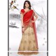 Resham Work Beige And Red Lehenga Choli