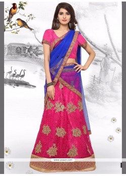 Hot Pink Embroidered Work Lehenga Choli