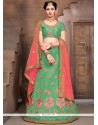 Art Silk Green Resham Work Lehenga Choli