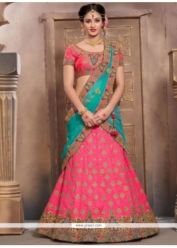 Rose Pink Embroidered Work Lehenga Choli