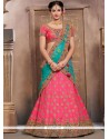 Rose Pink Embroidered Work Lehenga Choli