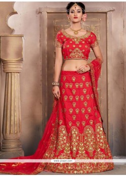 Lace Work Red Lehenga Choli