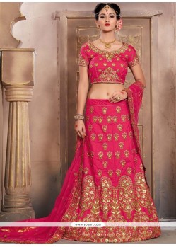 Art Silk Hot Pink Embroidered Work Lehenga Choli