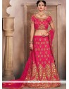 Art Silk Hot Pink Embroidered Work Lehenga Choli