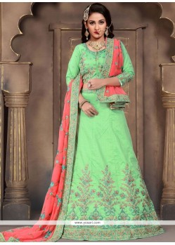 Art Silk Green Embroidered Work Lehenga Choli