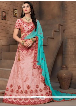 Embroidered Work Rose Pink Lehenga Choli