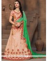 Embroidered Art Silk Lehenga Choli In Peach