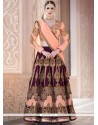 Peach And Purple Lace Work Lehenga Choli