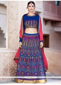 Blue Resham Work Banglori Silk Lehenga Choli