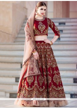 Maroon Banglori Silk Lehenga Choli