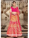 Weaving Work Hot Pink Lehenga Choli