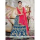 Lace Work Blue And Hot Pink Lehenga Choli