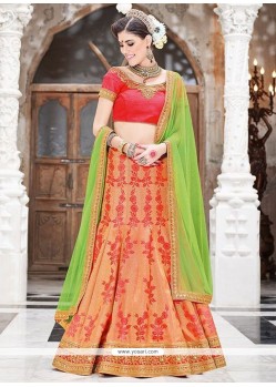 Jacquard Red Resham Work Lehenga Choli