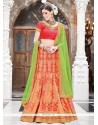 Jacquard Red Resham Work Lehenga Choli