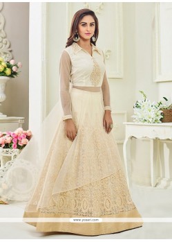 Krystle Dsouza Resham Work Cream Net Long Choli Lehenga