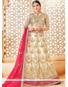 Net Beige Lace Work Lehenga Choli