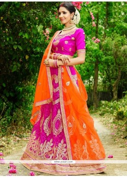 Buy Hot Pink Net Lehenga Choli | Designer Lehenga Choli