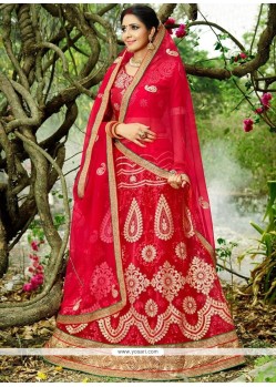 Resham Work Red Lehenga Choli