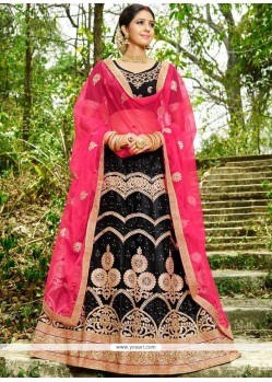 Net Black Resham Work Lehenga Choli