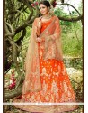 Lace Work Orange Lehenga Choli