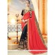 Black And Red Half N Half Designer Saree