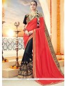 Black And Red Half N Half Designer Saree