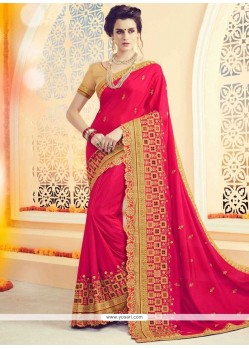 Art Silk Maroon Patch Border Work Designer Traditional Saree