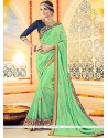 Green Embroidered Work Art Silk Designer Traditional Saree