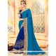 Art Silk Blue Patch Border Work Traditional Designer Saree