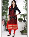 Black Resham Work Cotton Churidar Suit