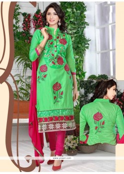 Cotton Green Resham Work Churidar Suit