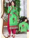 Cotton Green Resham Work Churidar Suit