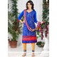 Embroidered Work Blue Churidar Suit