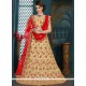 Cream And Red Embroidered Work Lehenga Choli