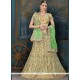 Cream And Green Net Lehenga Choli