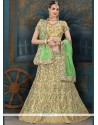 Cream And Green Net Lehenga Choli