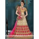 Beige And Hot Pink Patch Border Work Lehenga Choli