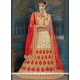 Beige And Red Embroidered Work Lehenga Choli