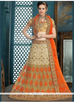 Embroidered Net Lehenga Choli In Orange