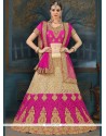 Hot Pink Floral Patterns Work Net Lehenga Choli