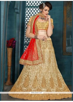 Net Beige Lehenga Choli