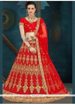 Buy Cream And Red Embroidered Work Lehenga Choli | Wedding Lehenga Choli