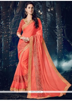 Faux Chiffon Rose Pink Saree