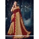 Faux Chiffon Maroon Patch Border Work Designer Saree